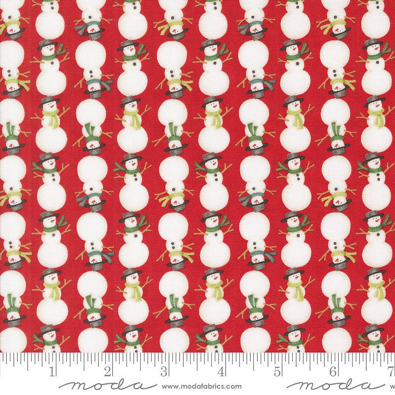 Moda Winter Friends Snowman Stripe Berry Red 1 Yard Cut by Moda