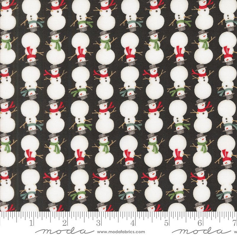 Moda Winter Friends Snowman Stripe Charcoal Black 1 Yard Cut by Moda