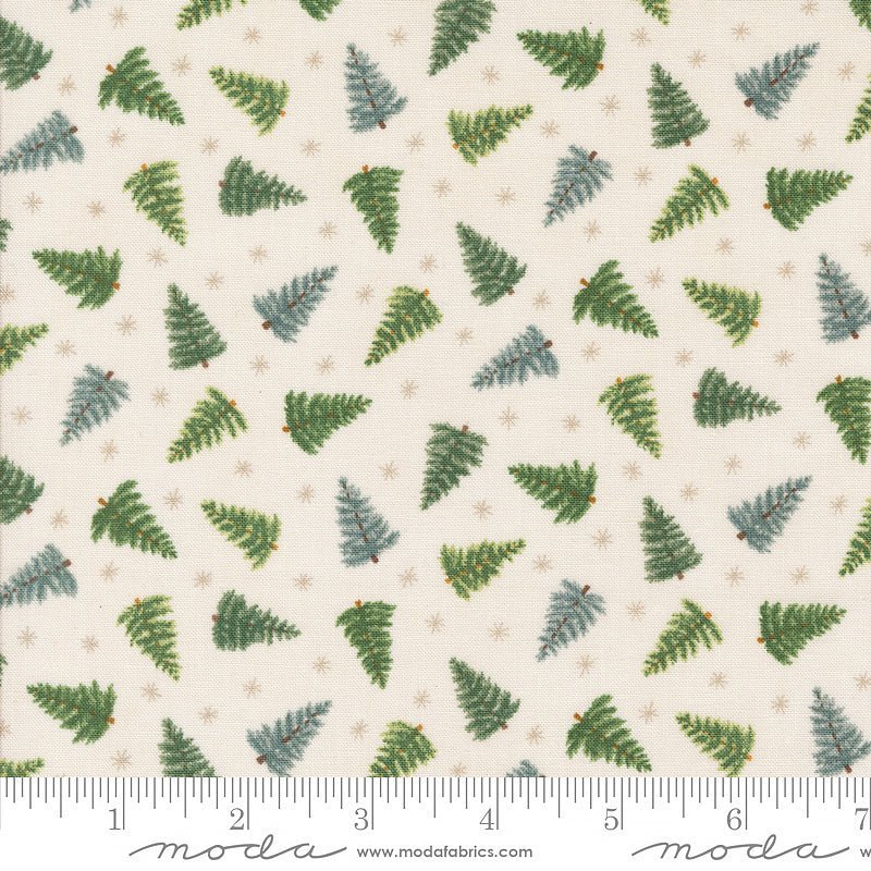 Moda Winter Friends Tossed Trees Snowy White 1 Yard Cut by Moda