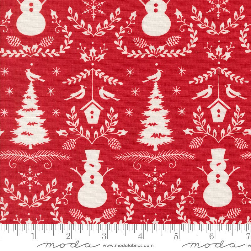 Moda Winter Friends Winter Damask Berry Red 1 Yard Cut by Moda