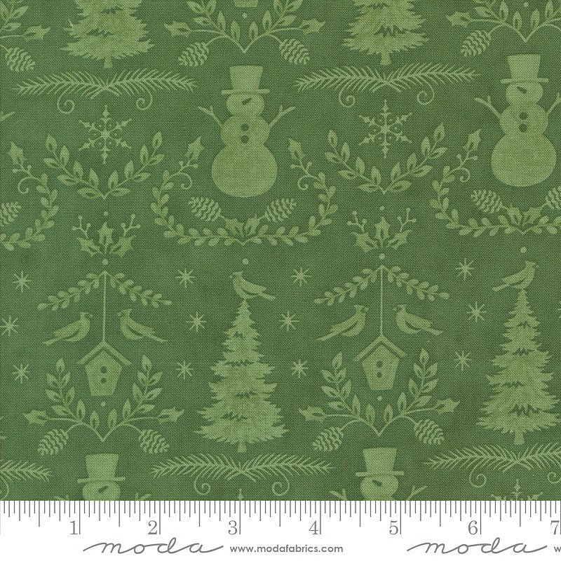 Moda Winter Friends Winter Damask Spruce 1 Yard Cut by Moda