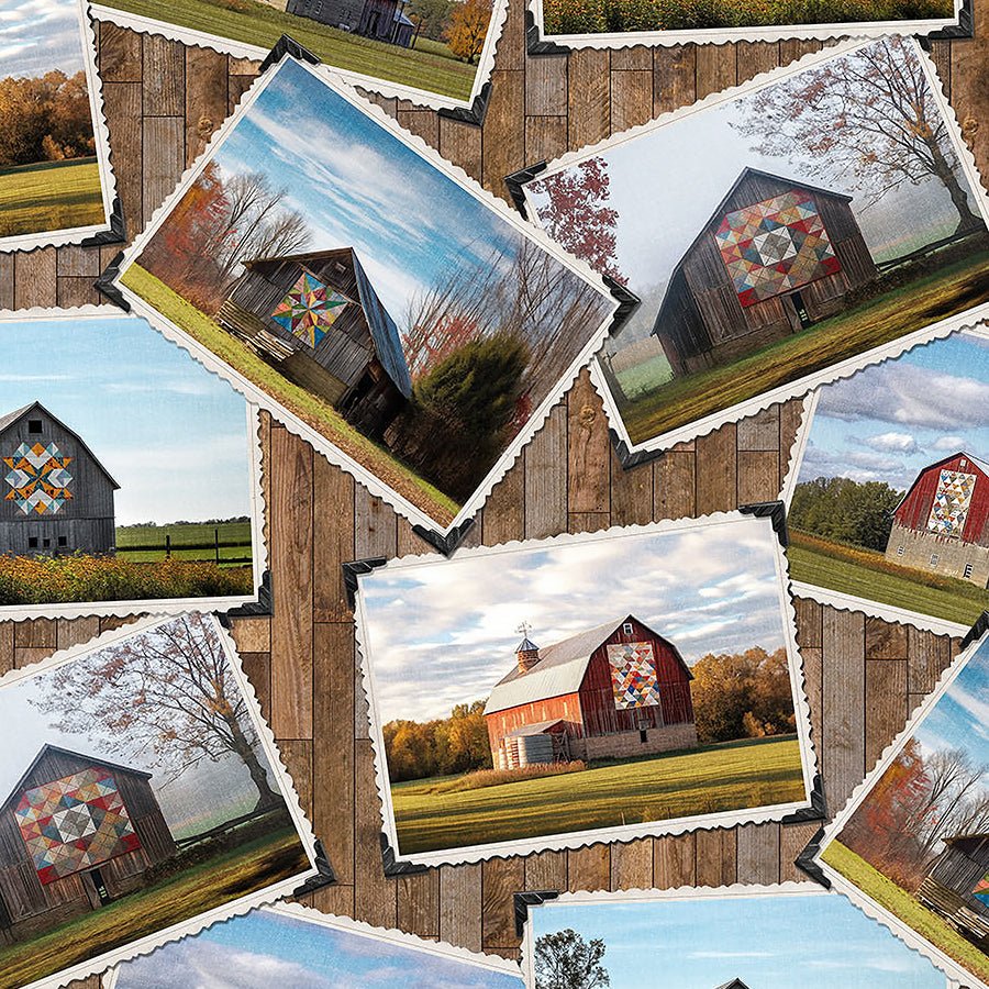 Northcott Barn Quilts Barn Blocks Brown Multi 1 Yard Cut - Northcott from Fort Worth Fabric Studio