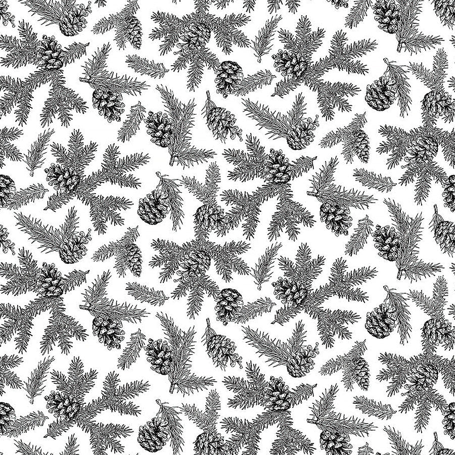 Northcott Home for the Holidays Piney Woods Black 1 Yard Cut by Northcott