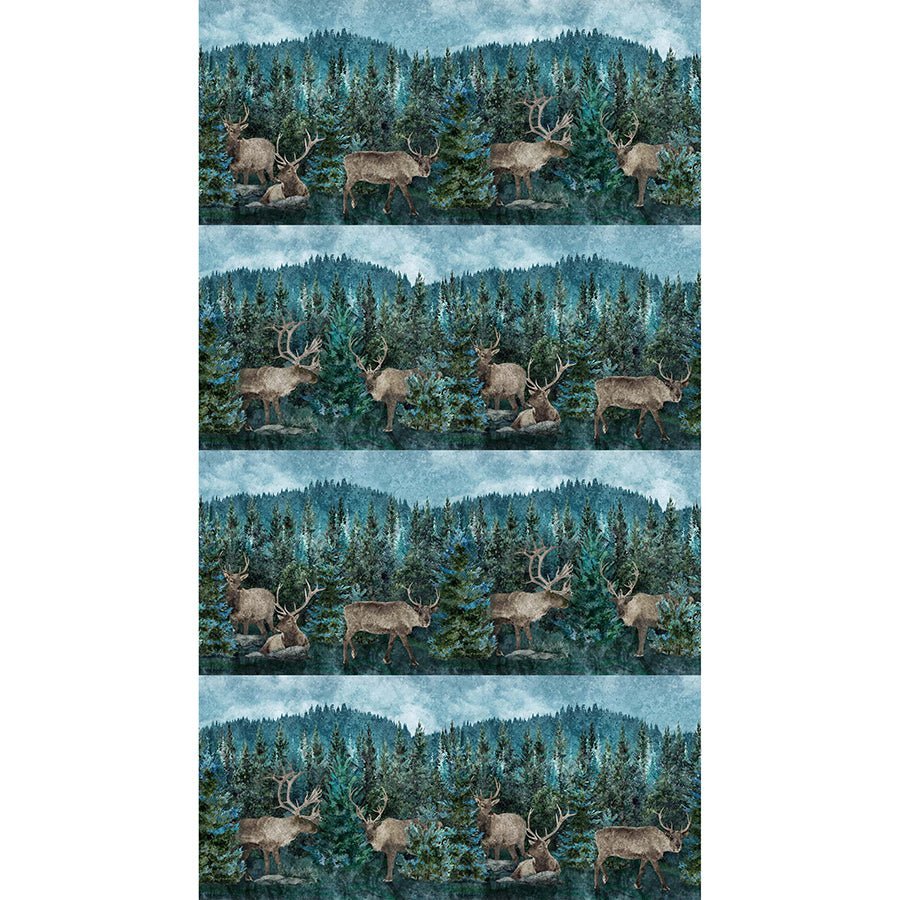 Northcott Migration Border Stripe Dark Teal Multi 1 Yard Cut by Northcott