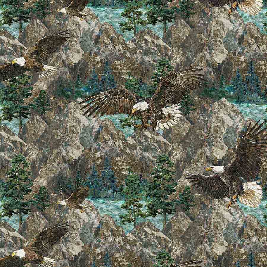 Northcott Stonehenge Eagle Pass Eagle Scenic Blue Multi 1 Yard Cut - Northcott from Fort Worth Fabric Studio