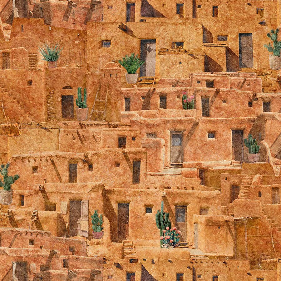 Northcott Stonehenge Sedona Spirit Adobe Homes Rust 1 Yard Cut by Northcott