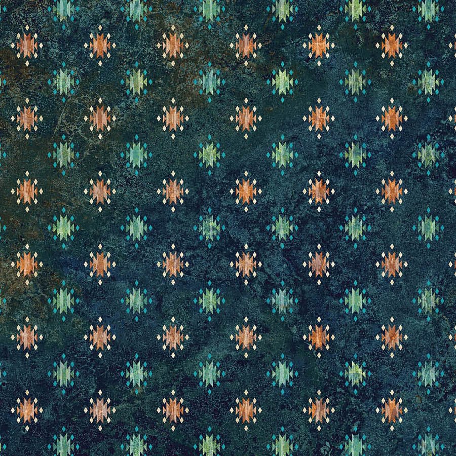 Northcott Stonehenge Sedona Spirit Mini Print Navy/Multi 1 Yard Cut - Northcott from Fort Worth Fabric Studio