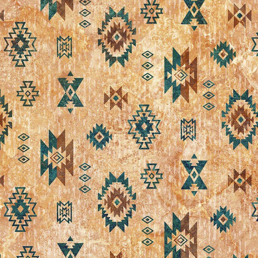 Northcott Stonehenge Sedona Spirit Navajo Motifs Light Rust/Multi 1 Yard Cut by Northcott