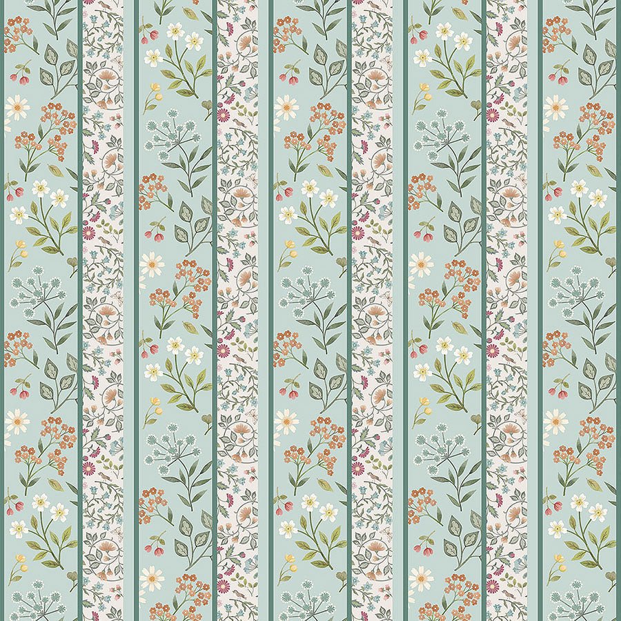 Northcott Woodland Heart Small Stripe Blue Multi 1 Yard Cut by Northcott