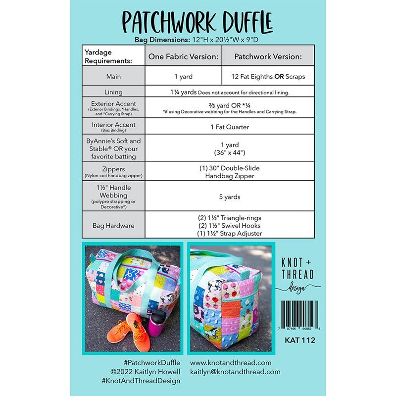 Patchwork Duffle Pattern by Knot + Thread Design by Knot + Thread Design