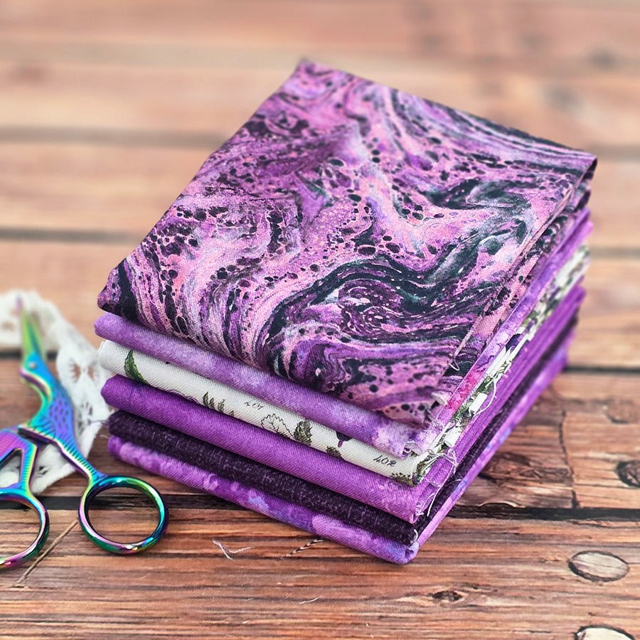 Plum Crazy Purple Fat Quarter Bundle FWFS Exclusive by Fort Worth Fabric Studio
