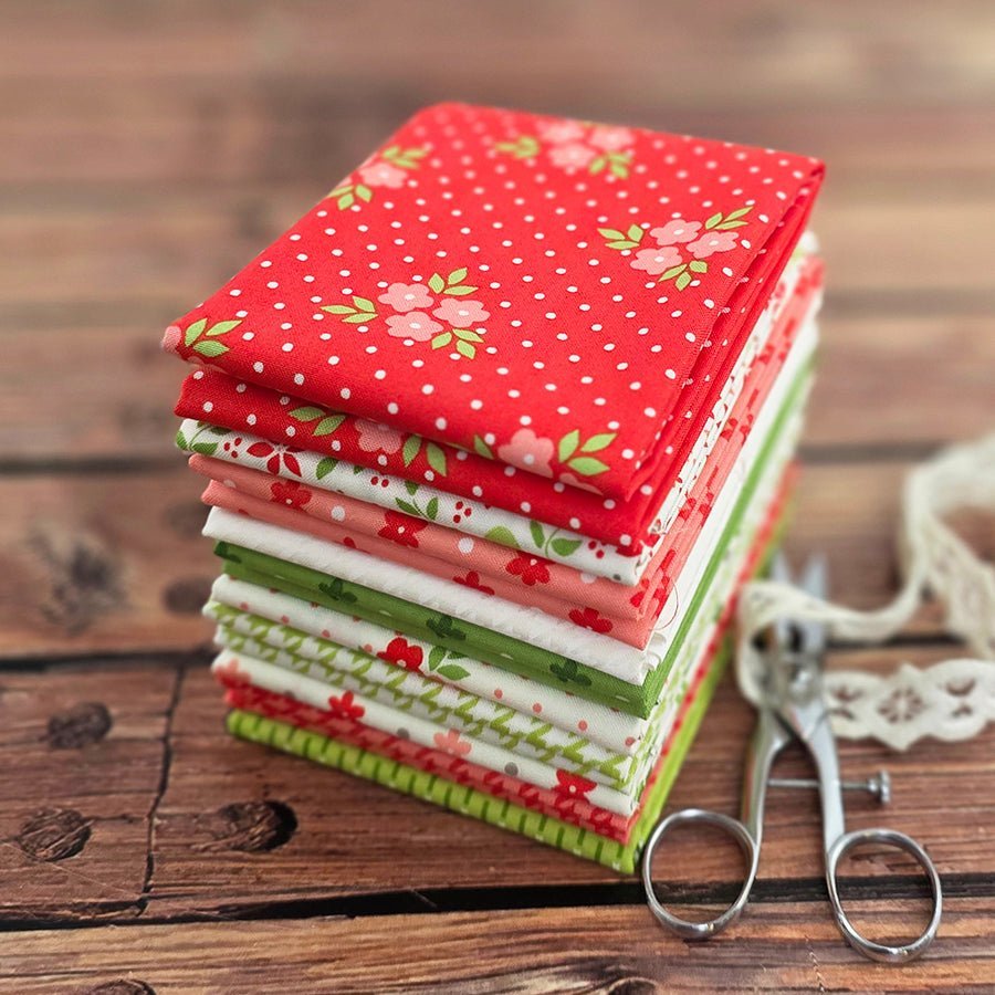 Poinsettia & Pear Fat Quarter Bundle from Moda 10 Prints by Moda