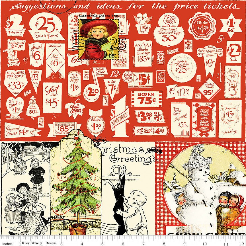 Riley Blake Classic Christmas Collage Parchment 1 Yard Cut by Riley Blake