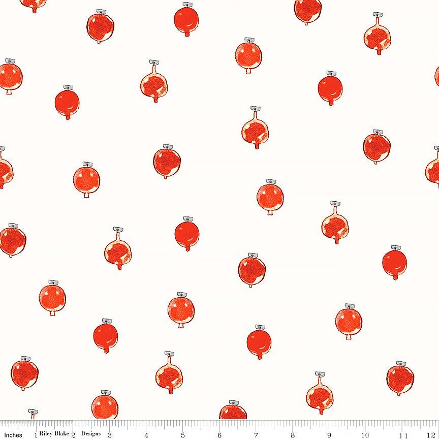 Riley Blake Classic Christmas Ornaments Red 1 Yard Cut by Riley Blake