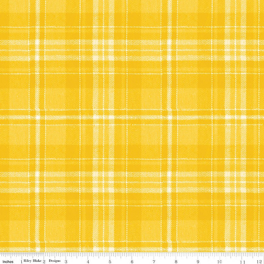 Riley Blake Classic Christmas Plaid Yellow 1 Yard Cut by Riley Blake