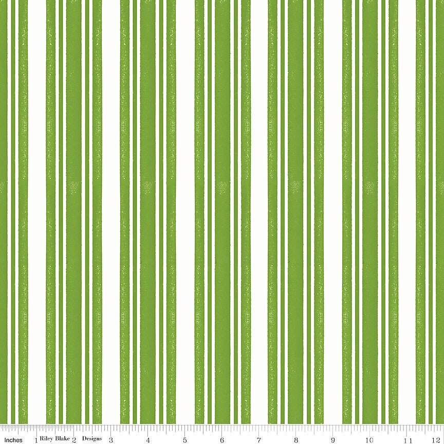 Riley Blake Classic Christmas Stripe Green 1 Yard Cut by Riley Blake