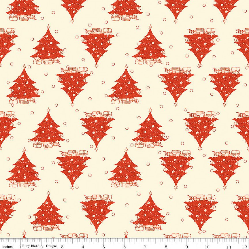 Riley Blake Classic Christmas Trees Parchment 1 Yard Cut by Riley Blake
