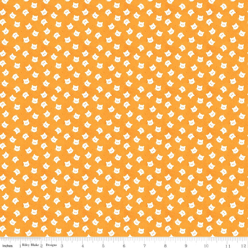 Riley Blake Costume Maker's Act II Scaredy Cat Buttons Orange 1 Yard Cut by Riley Blake