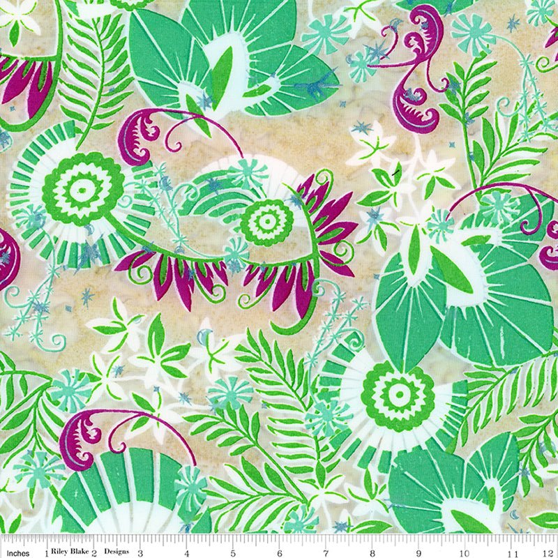 Riley Blake Expressions Batiks Bedazzled! Flora Spearmint Sprinkles 1 Yard Cut - Riley Blake from Fort Worth Fabric Studio