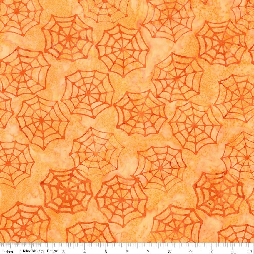 Riley Blake Expressions Batiks Fright This Way Webs Apricot 1 Yard Cut by Riley Blake