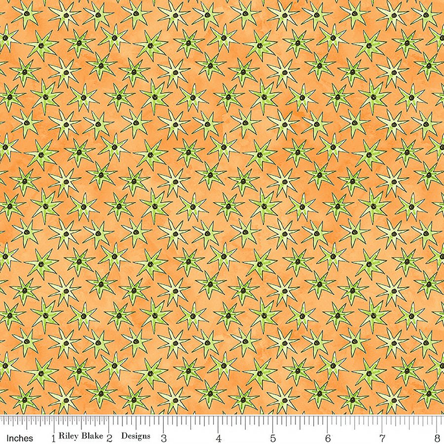 Riley Blake Ghoul Friends Ghoul Friends Stars Orange 1 Yard Cut by Riley Blake