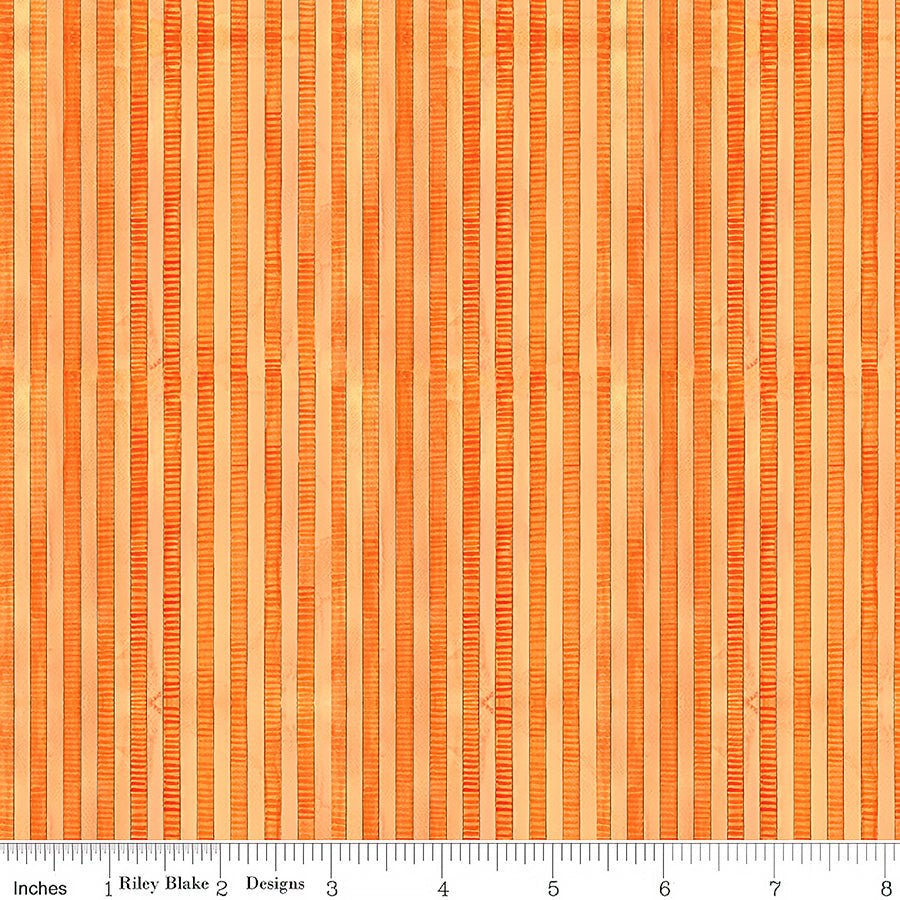 Riley Blake Ghoul Friends Ghoul Friends Stripes Orange 1 Yard Cut by Riley Blake