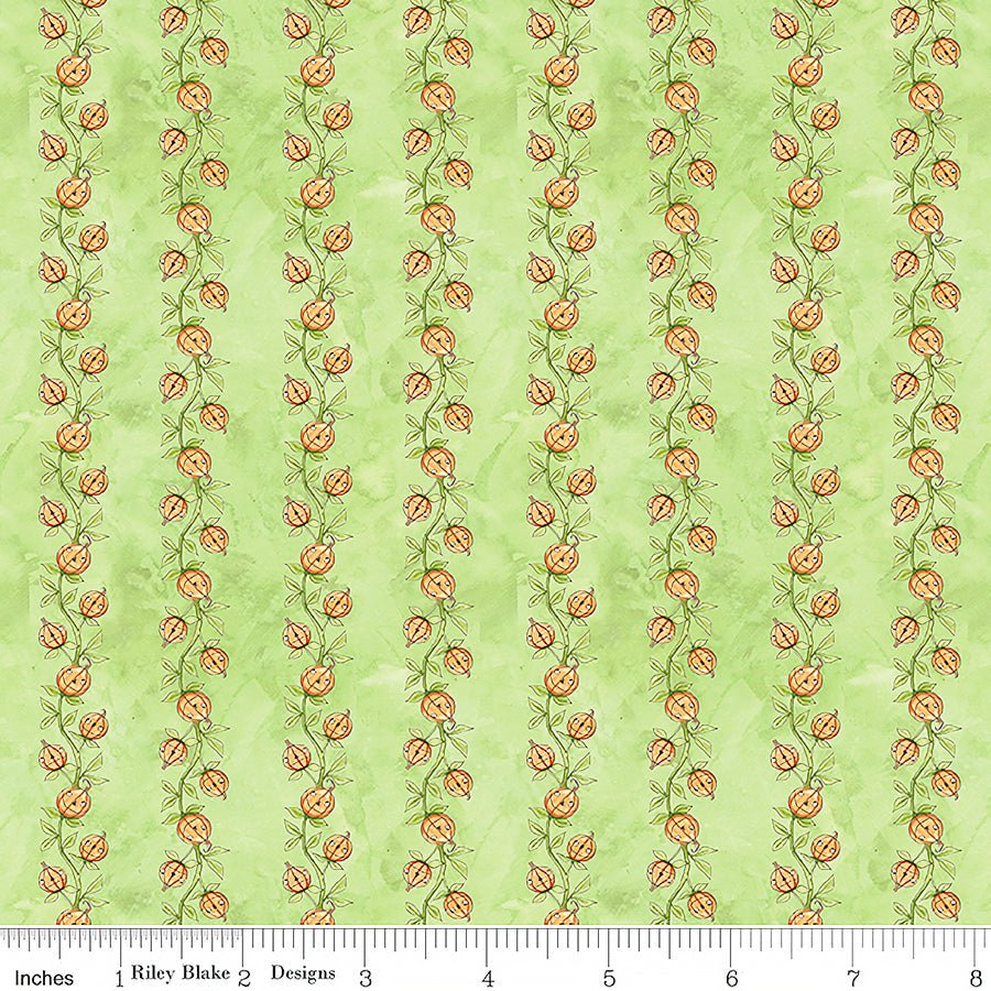 Riley Blake Ghoul Friends Pumpkin Vine Green 1 Yard Cut by Riley Blake