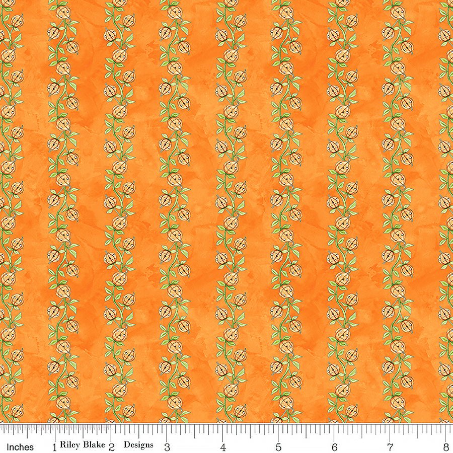 Riley Blake Ghoul Friends Pumpkin Vine Orange 1 Yard Cut by Riley Blake