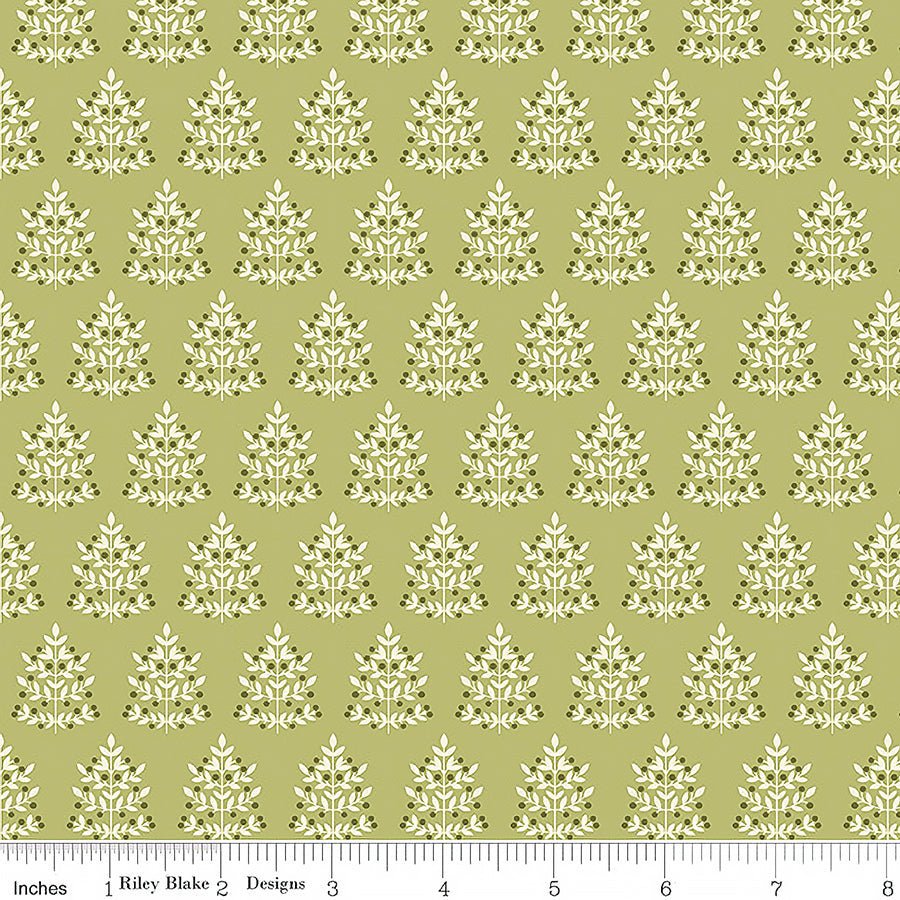 Riley Blake Glisten Trees Olive 1 Yard Cut by Riley Blake