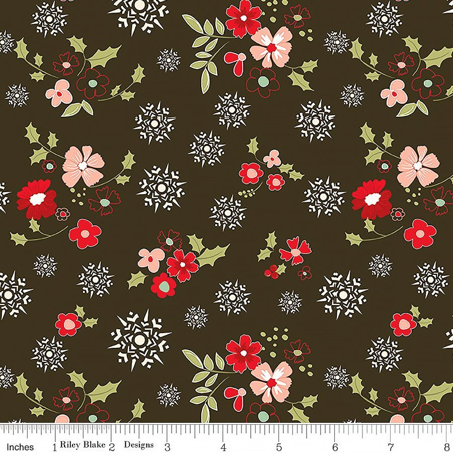 Riley Blake Glisten Winter Flowers 1 Yard Cut by Riley Blake
