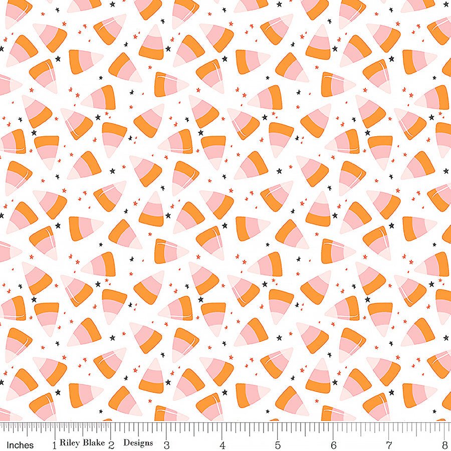 Riley Blake Hey Pumpkin Corn Candy White 1 Yard Cut by Riley Blake