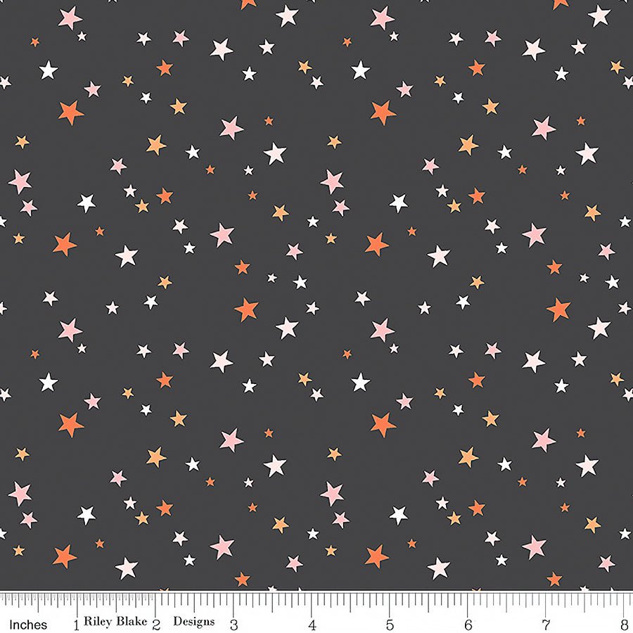 Riley Blake Hey Pumpkin Stars Charcoal 1 Yard Cut by Riley Blake