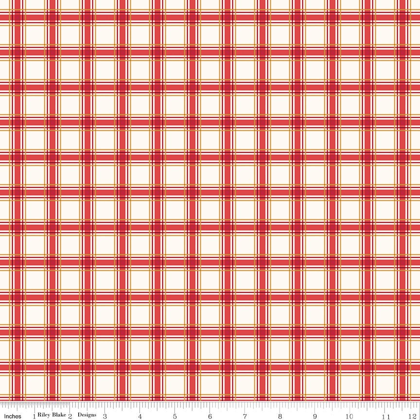 Riley Blake More Christmas Wishes Plaid White 1 Yard Cut by Riley Blake