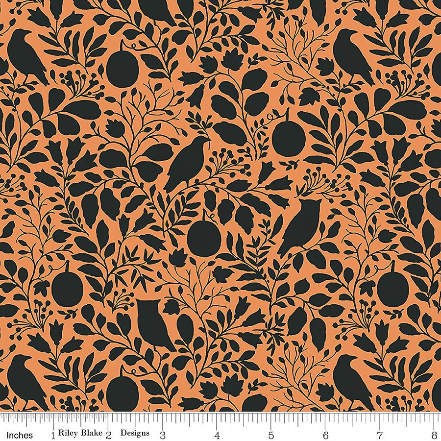 Riley Blake Trick or Treat Silhouette Orange 1 Yard Cut by Riley Blake