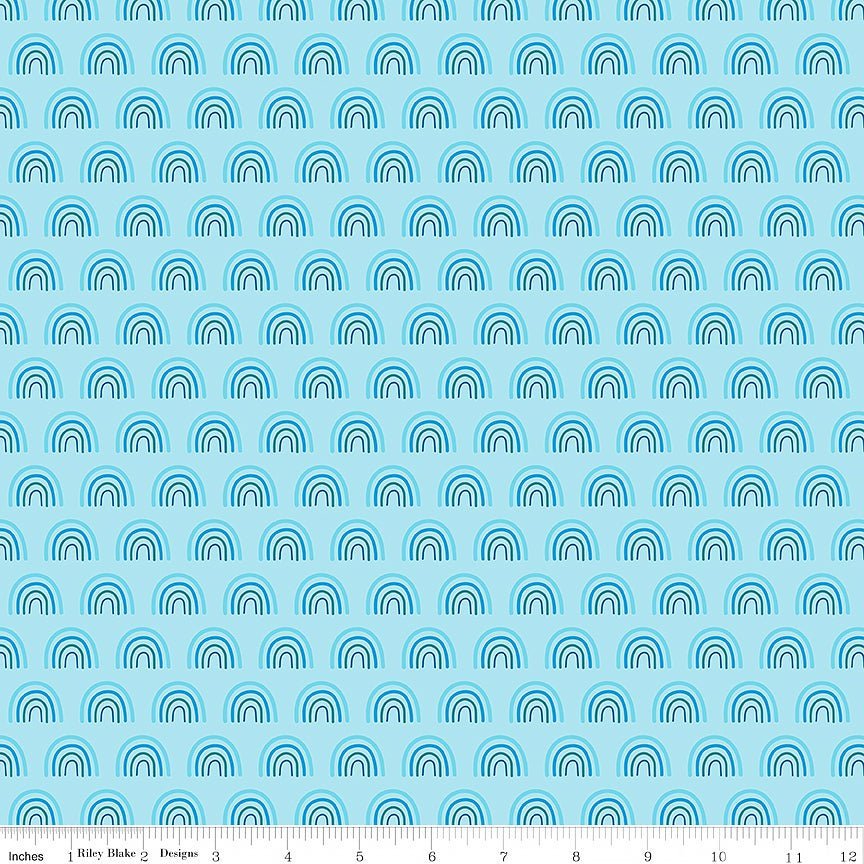 Riley Blake Two by Two Chasing Rainbows Sky 1 Yard Cut by Riley Blake