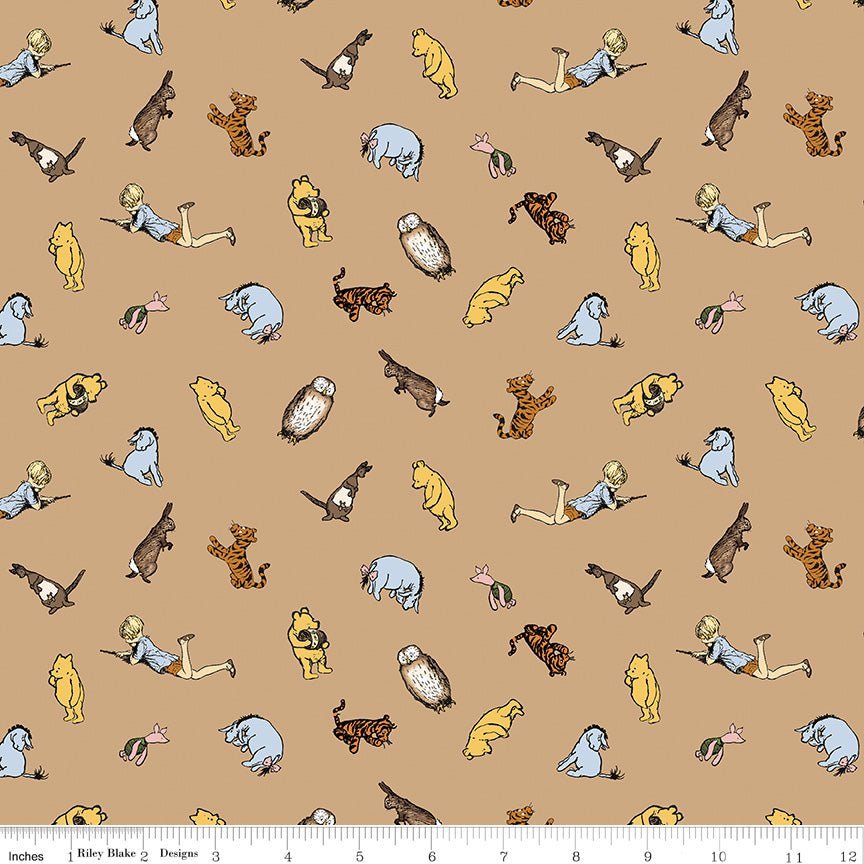 Riley Blake Winnie the Pooh Characters Brown 1 Yard Cut by Riley Blake