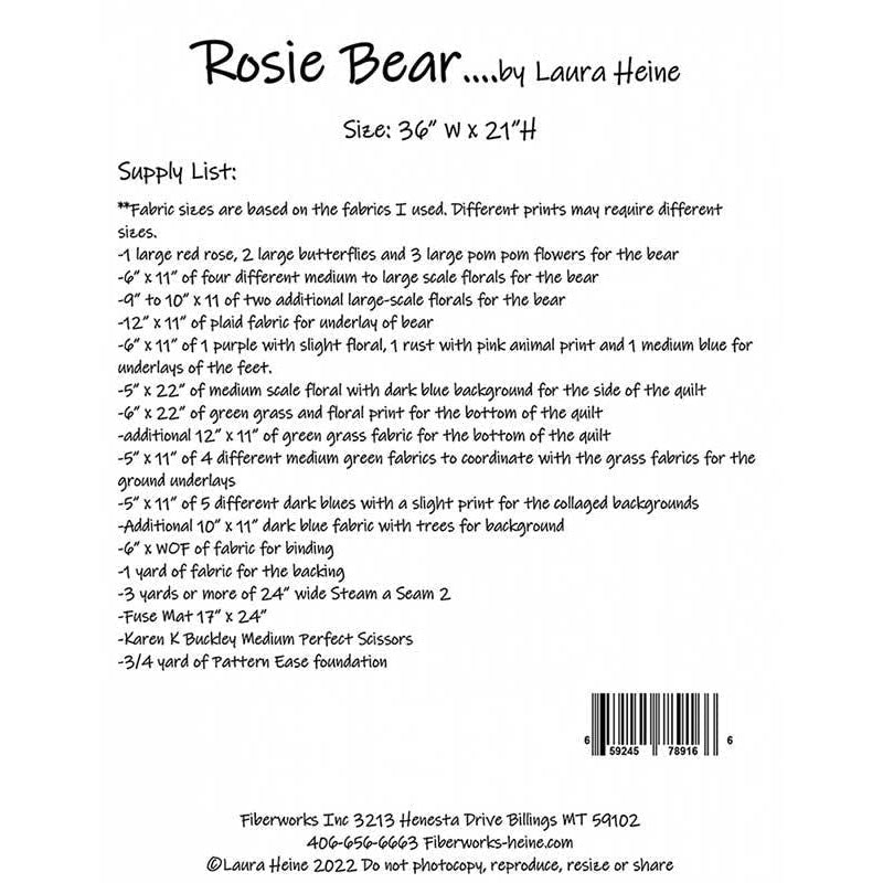 Rosie Bear Collage Pattern from Fiberworks Inc by Fiberworks Inc