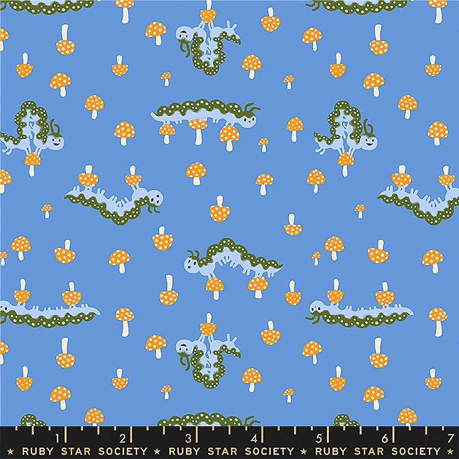 Ruby Star Hello Alice Caterpillars Lindley Blue 1 Yard Cut by Ruby Star Society