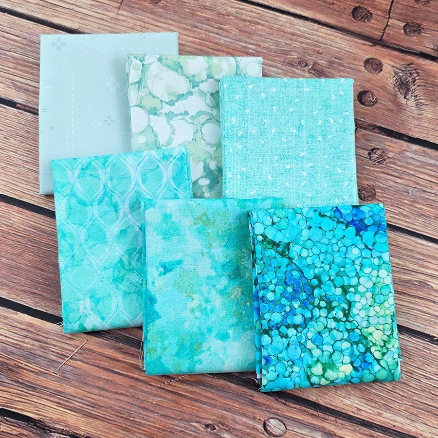 Sea Glass Drift Aqua Teal Fat Quarter Bundle FWFS Exclusive by Fort Worth Fabric Studio