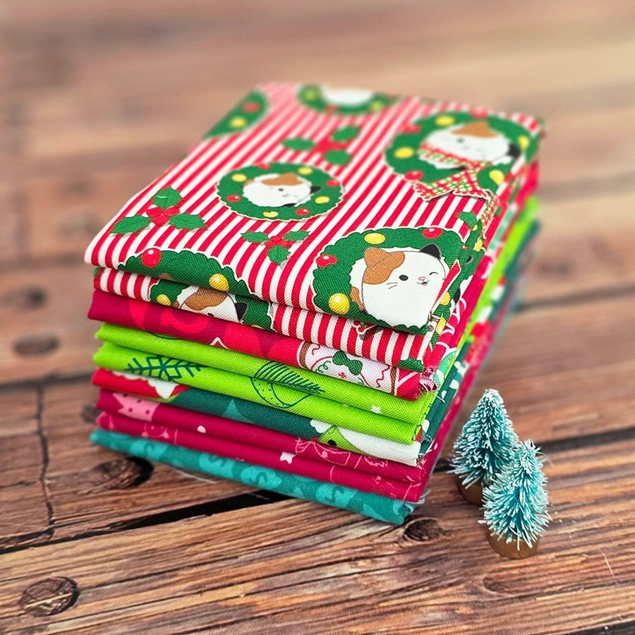 Squishmallows Squish the Season Fat Quarter Bundle from Northcott 6 Prints by Northcott