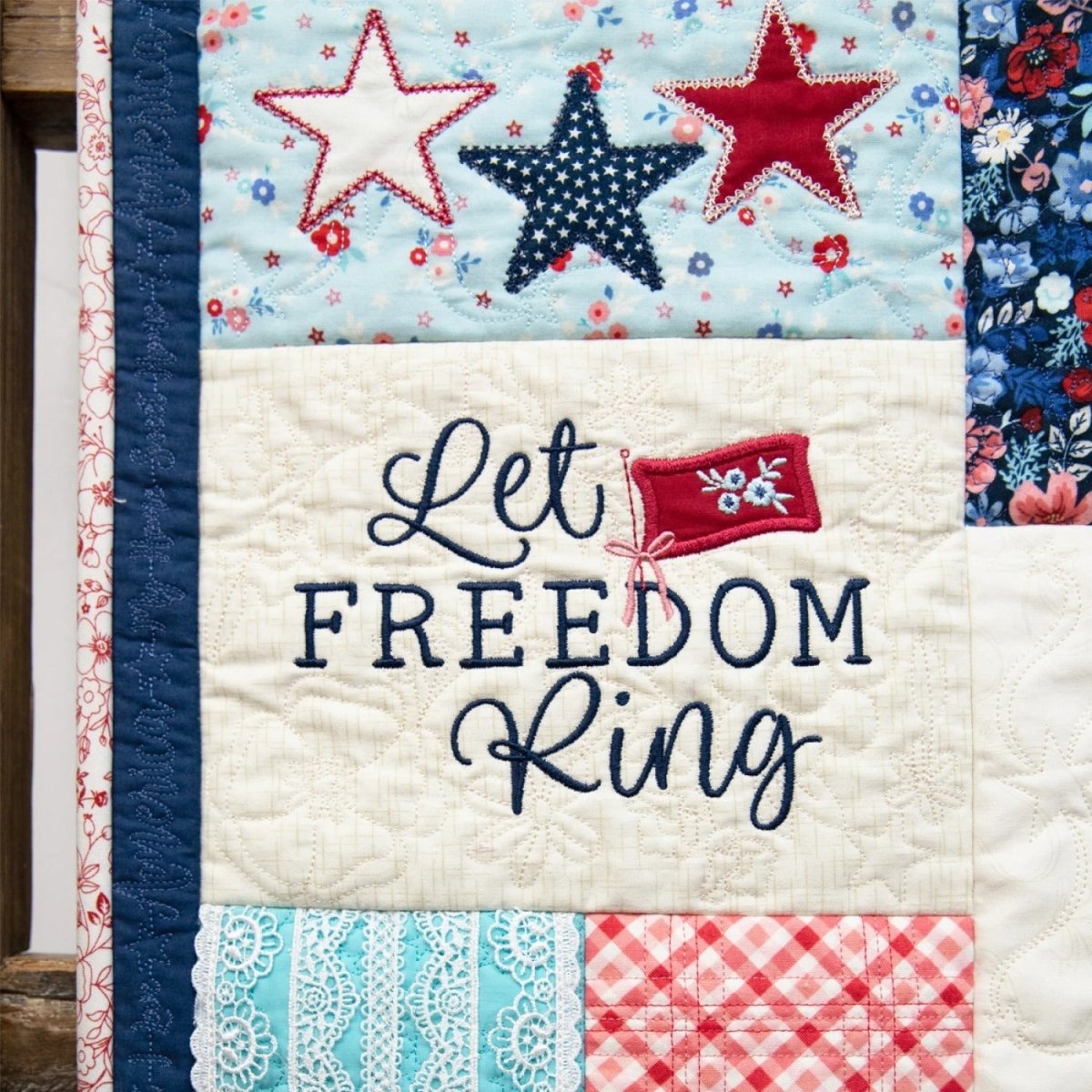 Star - Spangled Beauty Ladder Quilt Pattern & Embroidery Book w/ Download - Kimberbell from Fort Worth Fabric Studio