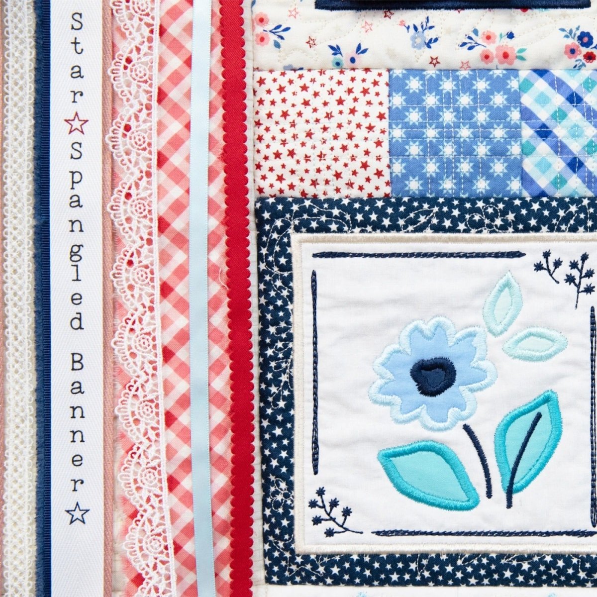 Star - Spangled Beauty Ladder Quilt Pattern & Embroidery Book w/ Download - Kimberbell from Fort Worth Fabric Studio