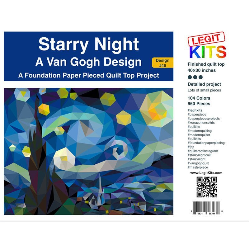 Starry Night Foundation Paper Pieced Quilt Pattern by Legit Kits Design by Legit Kits Design