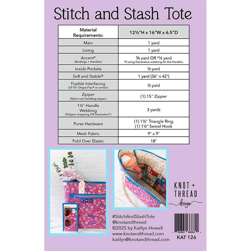 Stitch & Stash Tote Bag Pattern by Knot & Thread Design by Knot + Thread Design