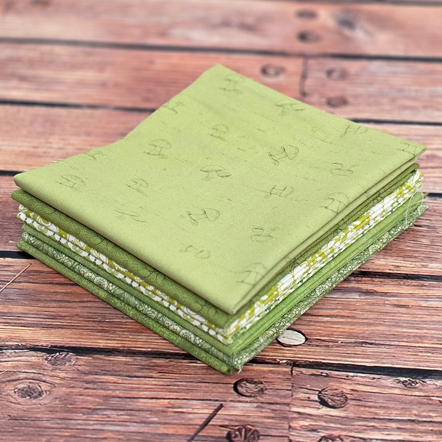 Stitched in Lucky Green – FWFS Exclusive 7 Piece Fat Quarter Bundle by Fort Worth Fabric Studio