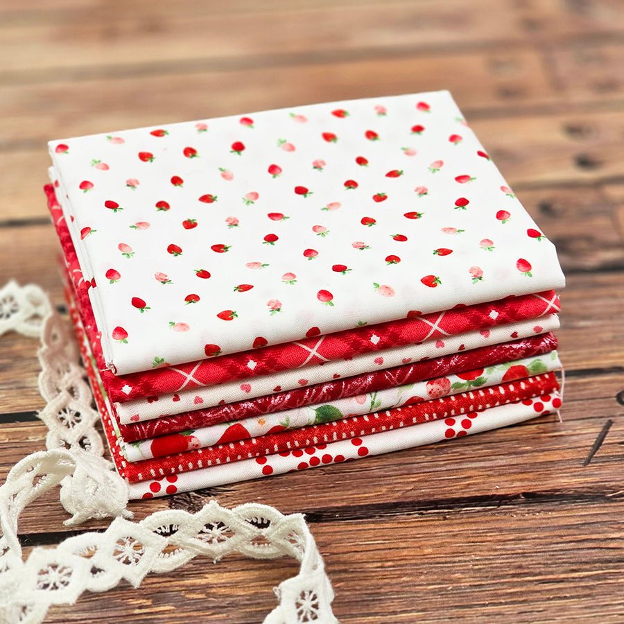 Strawberry Kisses Pink & Red Fat Quarter Bundle (7 FQs) – FWFS Exclusive by Fort Worth Fabric Studio