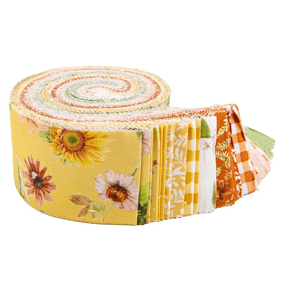 Sunflower Whispers Rolie Polie 2.5" Strips - Riley Blake from Fort Worth Fabric Studio