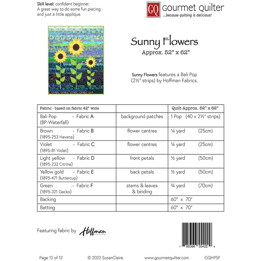 Sunny Flowers Quilt Pattern by The Gourmet Quilter - The Gourmet Quilter from Fort Worth Fabric Studio