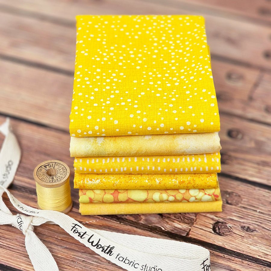 Sunshine Squad Yellow Fat Quarter Bundle FWFS Exclusive by Fort Worth Fabric Studio