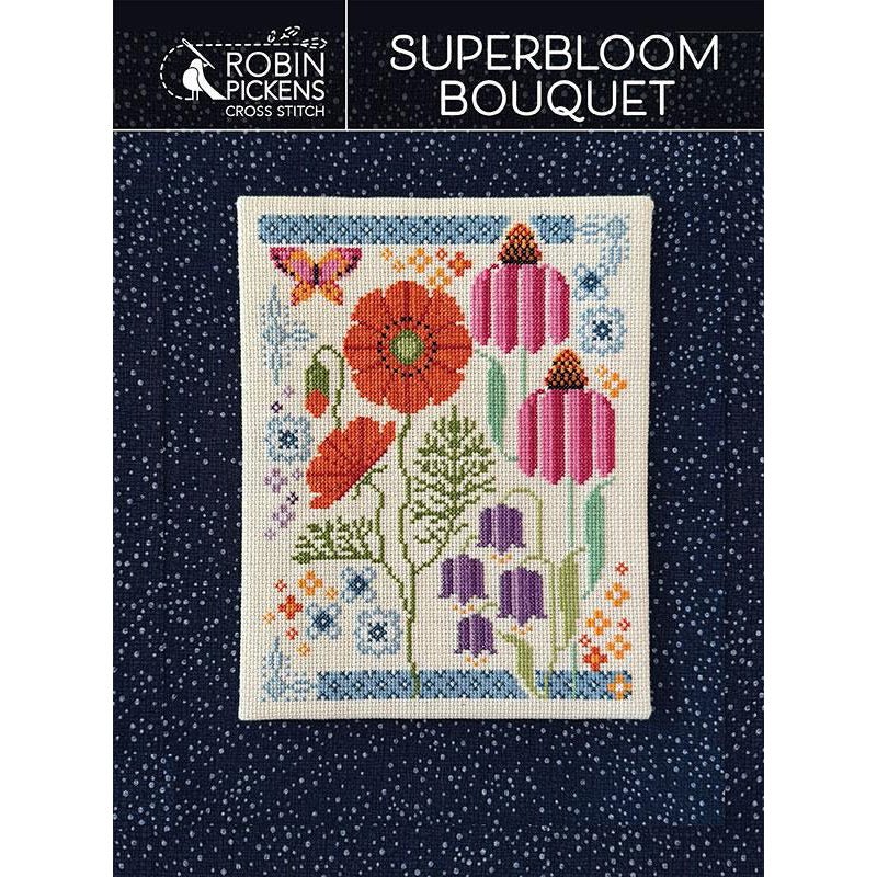 Superbloom Bouquet Cross Stitch and Fabric Kit by Robin Pickens - Robin Pickens from Fort Worth Fabric Studio